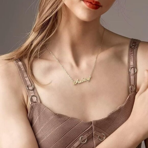 Custom Name Necklace Personalized, 14K Gold Plated Personalized Name Necklace Wh - Picture 4 of 7